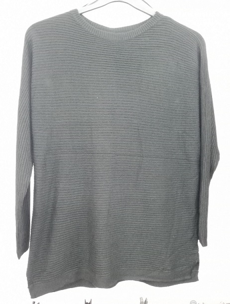 Ladies all over rib boat neck sweater
